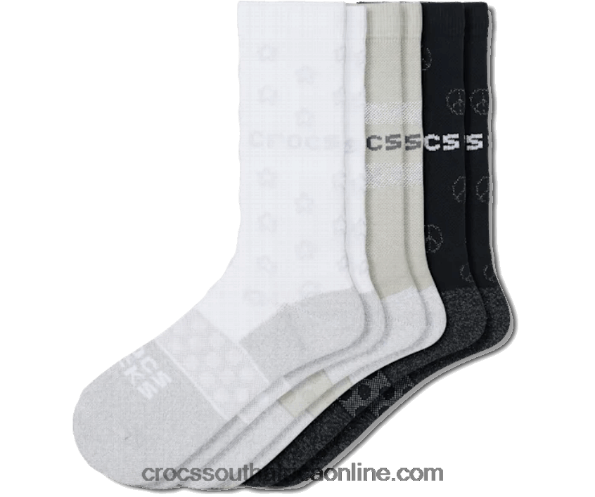 Socks Adult Crew Cyber Shine 3 Pack Shiny White/Black Crocs FBL6TX1248