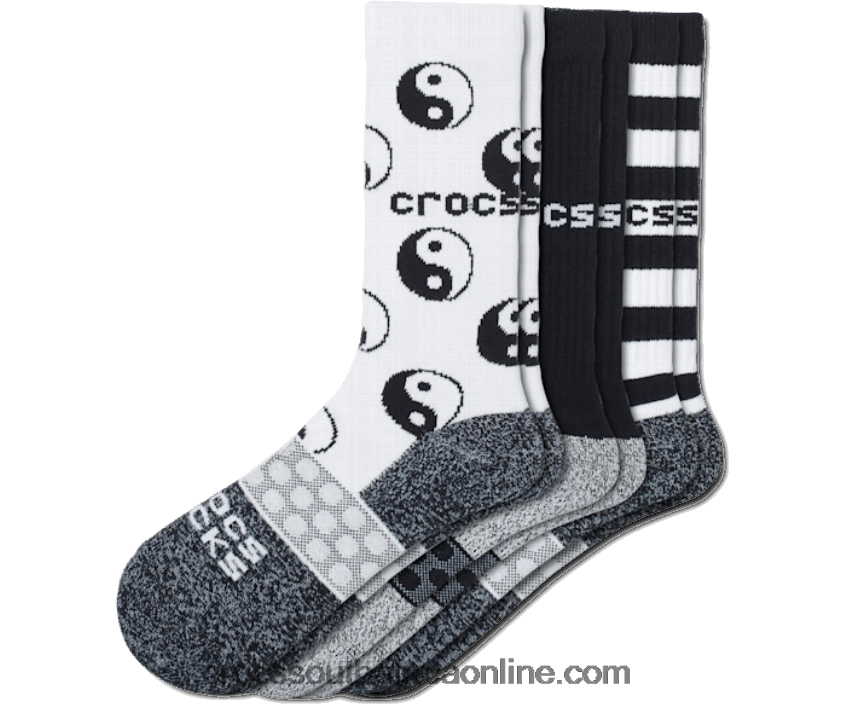 Socks Adult Crew Easy Icon 3-Pack Black/White Crocs FBL6TX1213