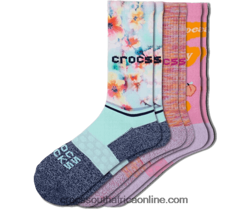 Socks Adult Crew Seasonal Day Dreamer 3 Pack Pink/Fluorescent Crocs FBL6TX1258