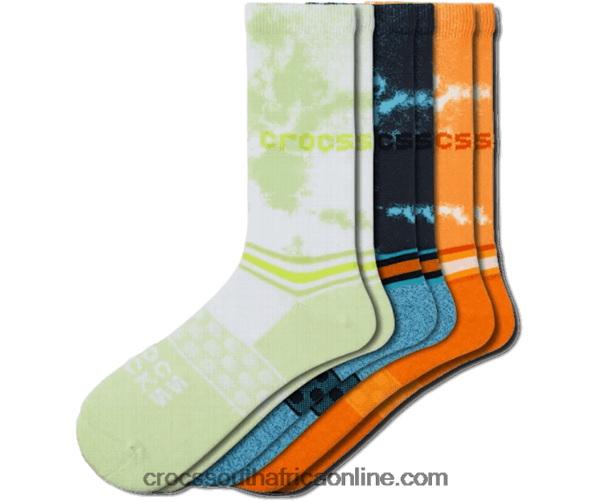 Socks Adult Crew Seasonal Dye 3 Pack Multi Crocs FBL6TX1216
