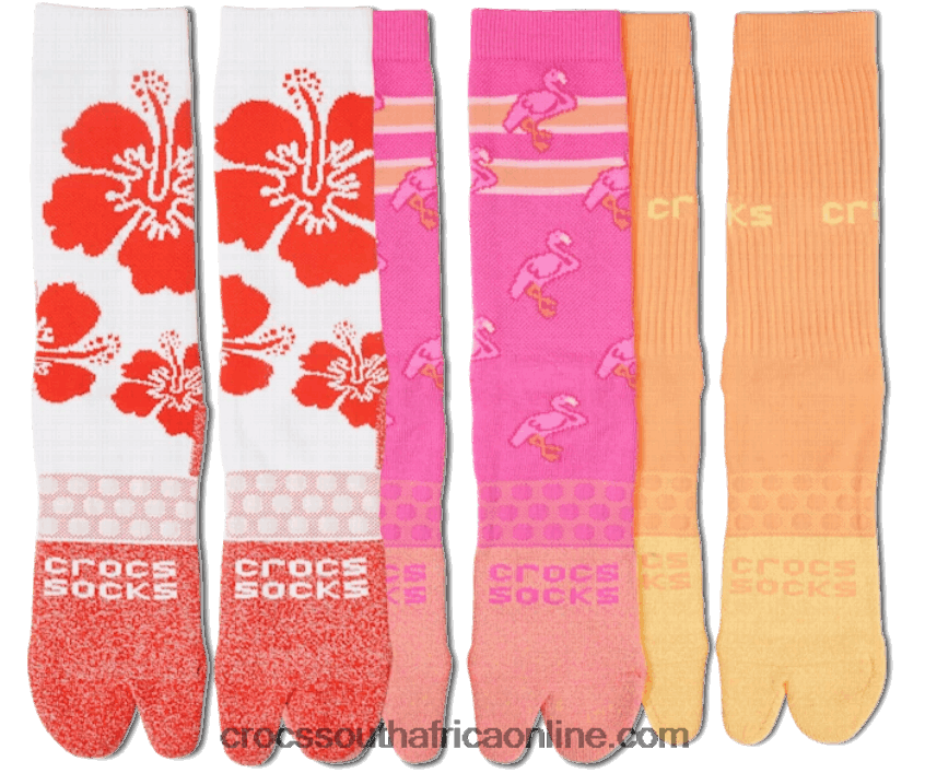 Socks Adult Flip Flop Sock 3 Pack Tropical/White Crocs FBL6TX1237