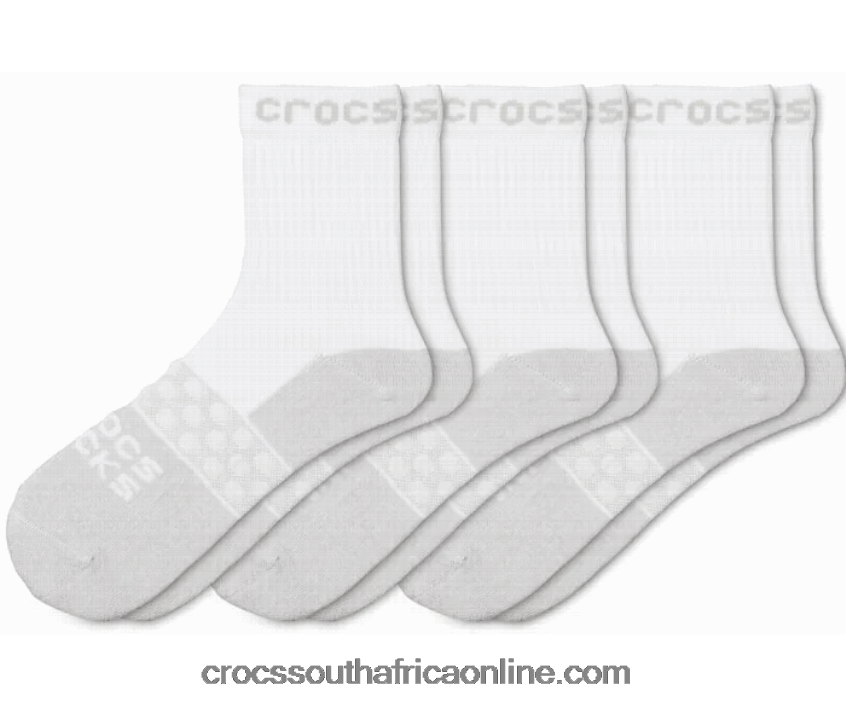Socks Adult Quarter Solid 3-Pack White Crocs FBL6TX1238