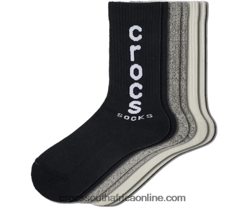Socks Logo Crew 3-Pack Bone/Black Crocs FBL6TX1231