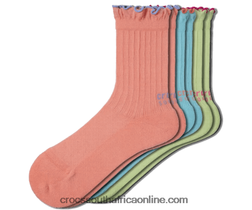 Socks Ruffle Ankle 3-Pack Papaya/Multi Crocs FBL6TX1210