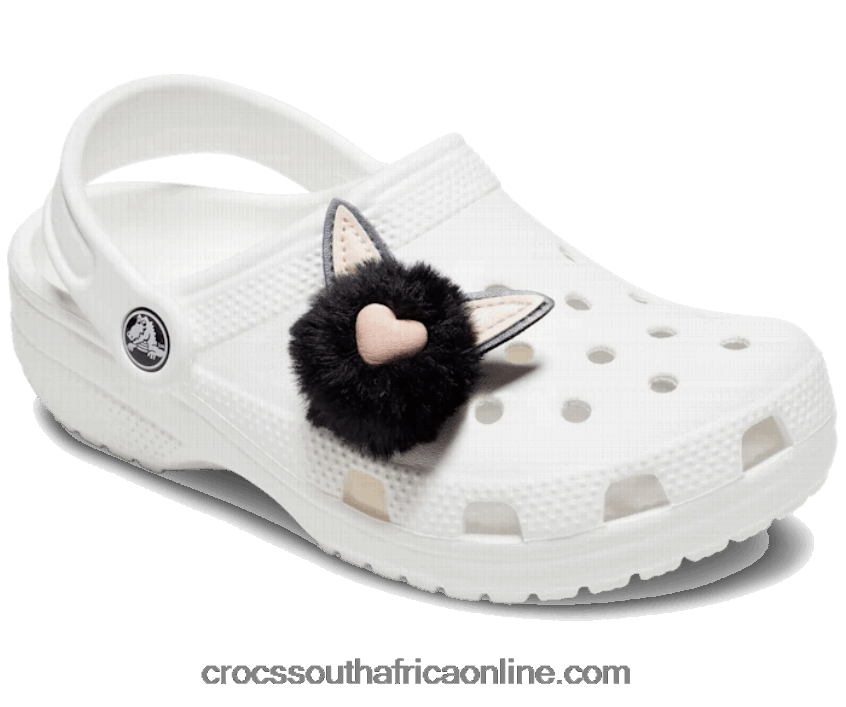 Black Puff Ball CatCrocs FBL6TX827