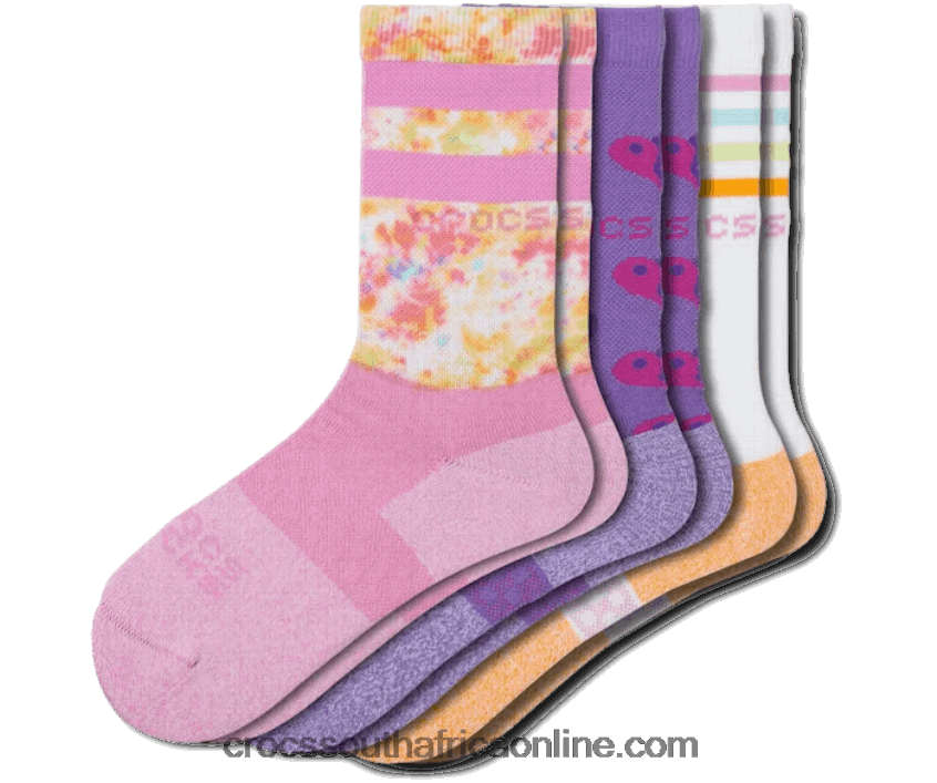 Kids Socks Crew Heart 3-Pack Multi Crocs FBL6TX1456