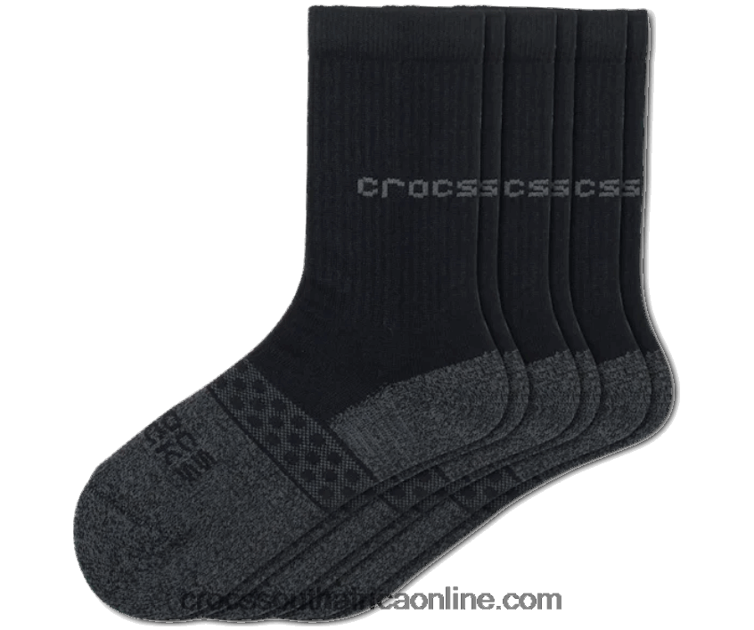 Kids Socks Crew Solid 3-Packs Black Crocs FBL6TX1466