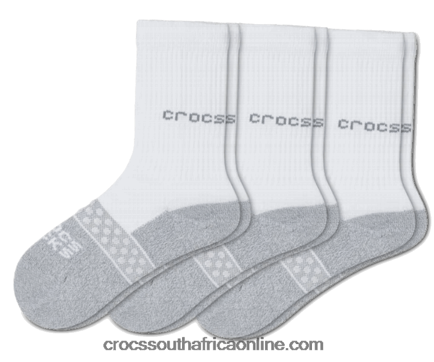 Kids Socks Crew Solid 3-Packs White Crocs FBL6TX1465