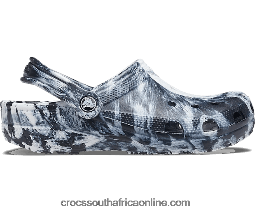 Men Classic Marbled Clog White/Black Crocs FBL6TX1273