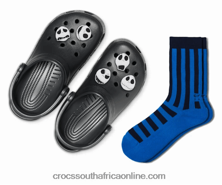 Men Jack Skellington Face Pack Black Crocs FBL6TX1279