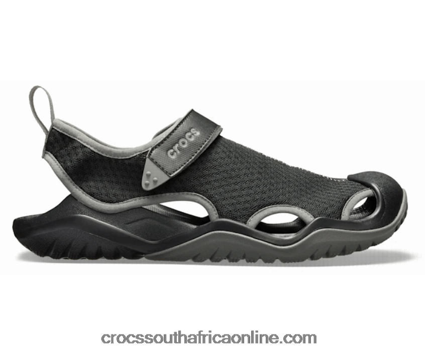 Men Swiftwater Mesh Deck Sandal Black Crocs FBL6TX1303