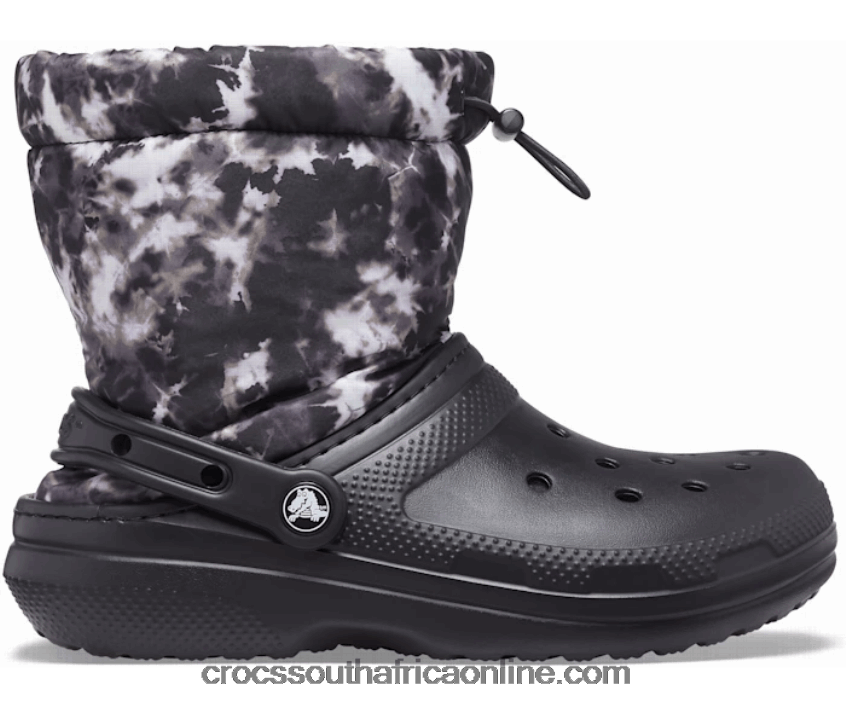 Women Classic Lined Neo Puff Tie Dye Boot Black Crocs FBL6TX297