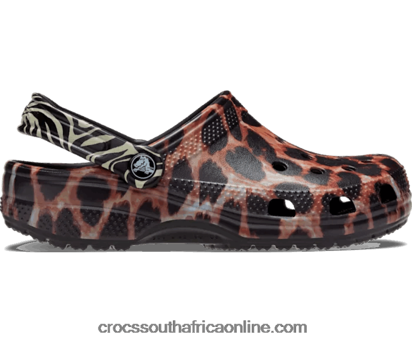 Women Classic Animal Remix Clog Black/Multi Animal Crocs FBL6TX281