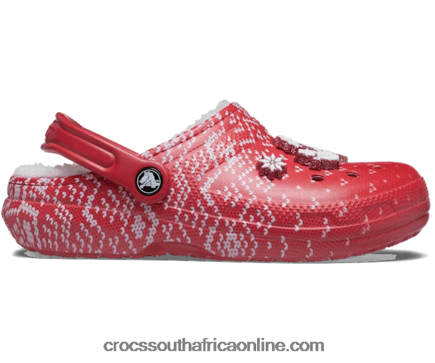 Women Classic Lined Holiday Charm Clog Red/White Crocs FBL6TX172