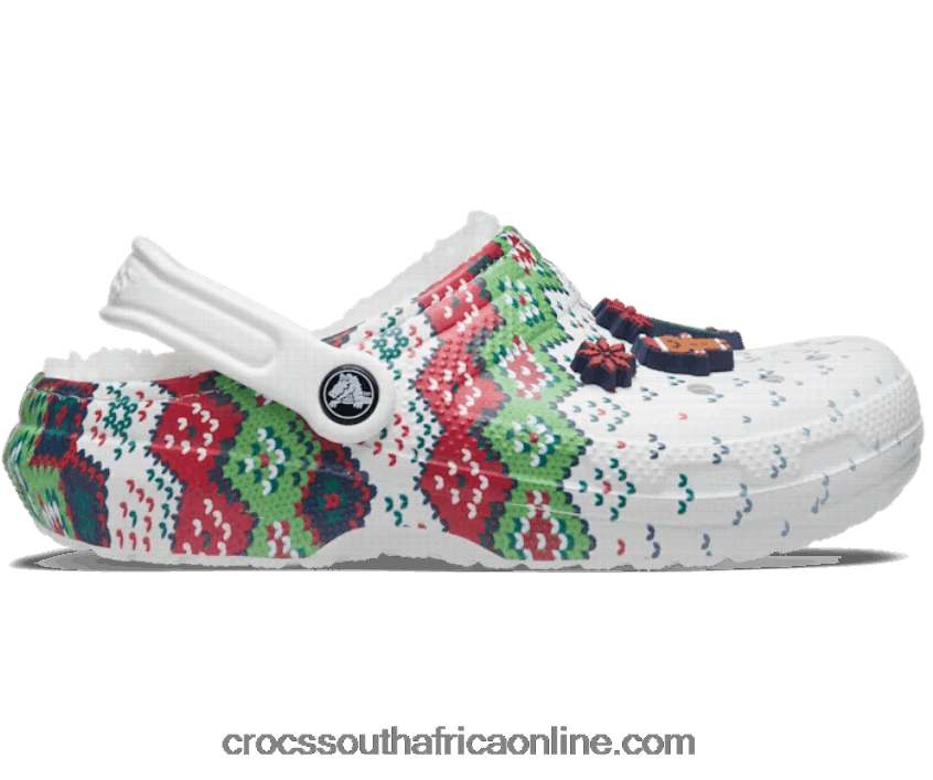 Women Classic Lined Holiday Charm Clog White/Multi Crocs FBL6TX173