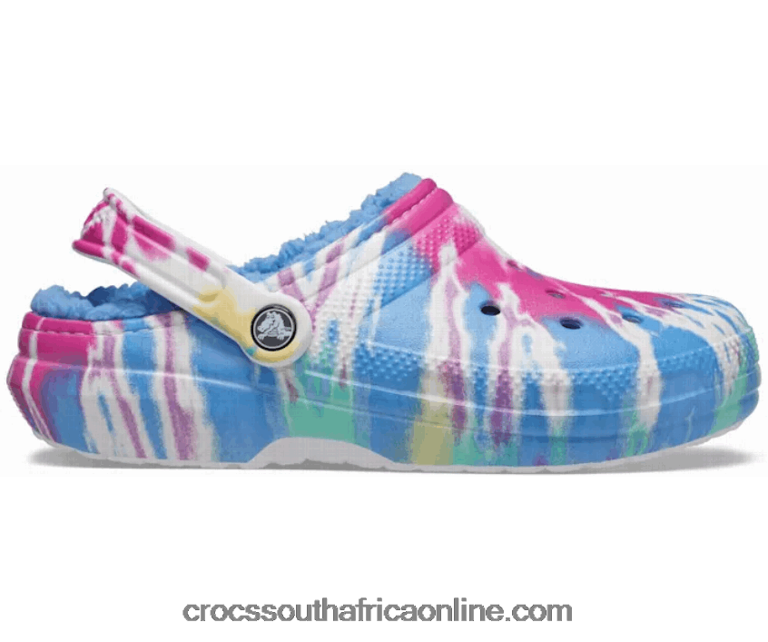 Women Classic Lined Tie-Dye Clog Powder Blue/Multi Crocs FBL6TX308