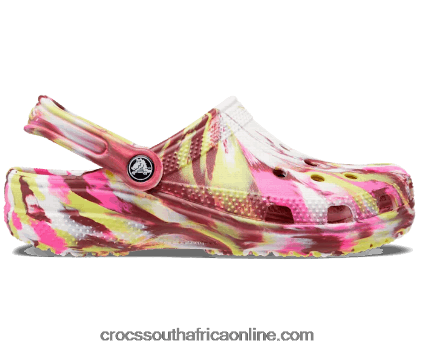 Women Classic Marbled Clog Electric Pink/Multi Crocs FBL6TX92