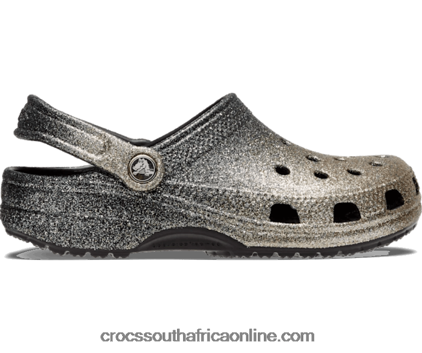 Women Classic Ombre Glitter Clog Black/Gold Crocs FBL6TX273