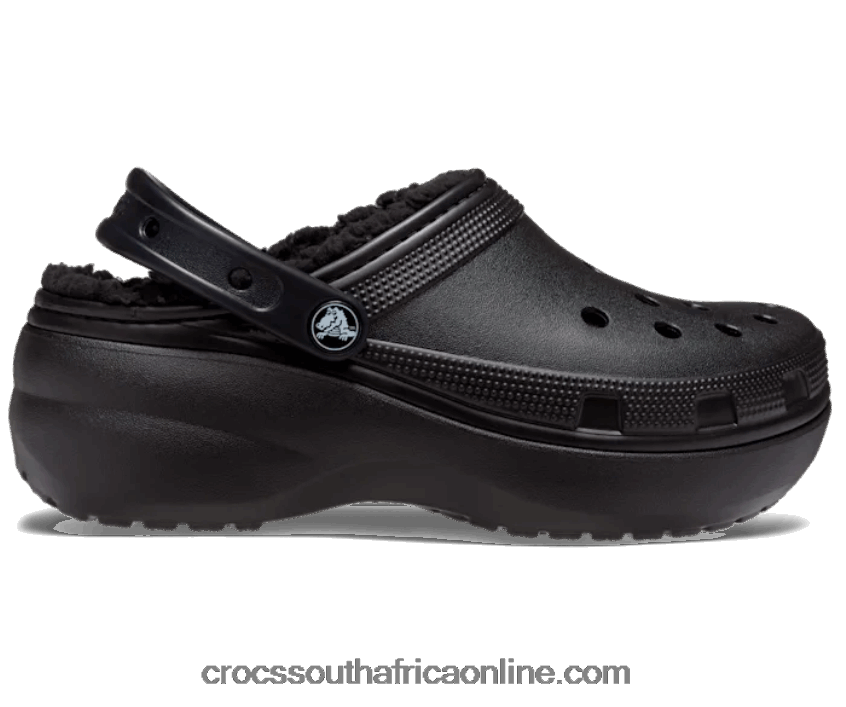 Women Classic Platform Lined Clog Black Crocs FBL6TX101