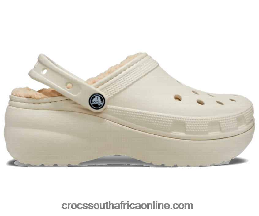 Women Classic Platform Lined Clog Bone Crocs FBL6TX102