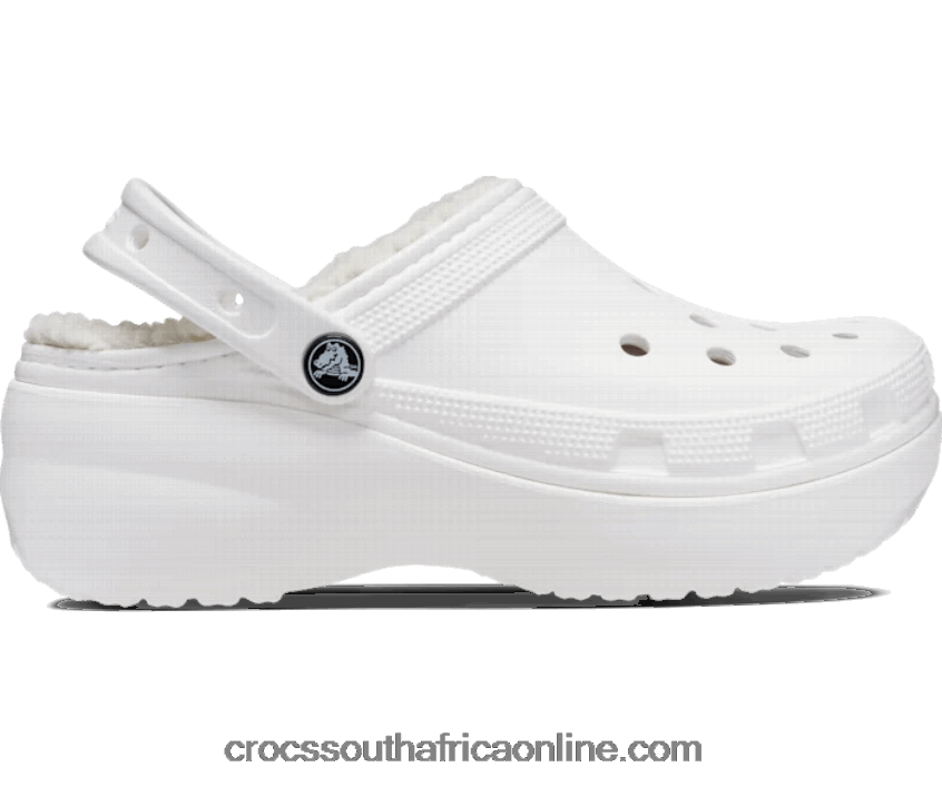 Women Classic Platform Lined Clog White Crocs FBL6TX593