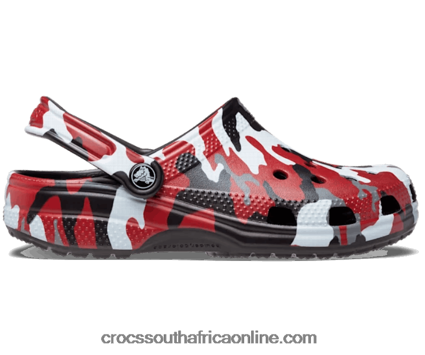 Women Classic Printed Camo Clog Black/Red Crocs FBL6TX306