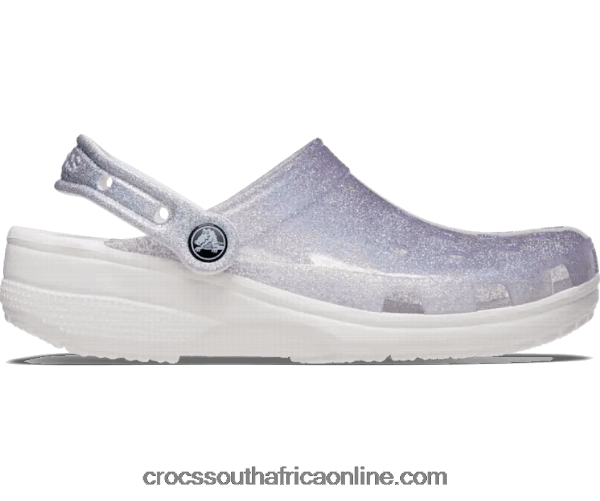 Women Classic Translucent Glitter Clog White Crocs FBL6TX249