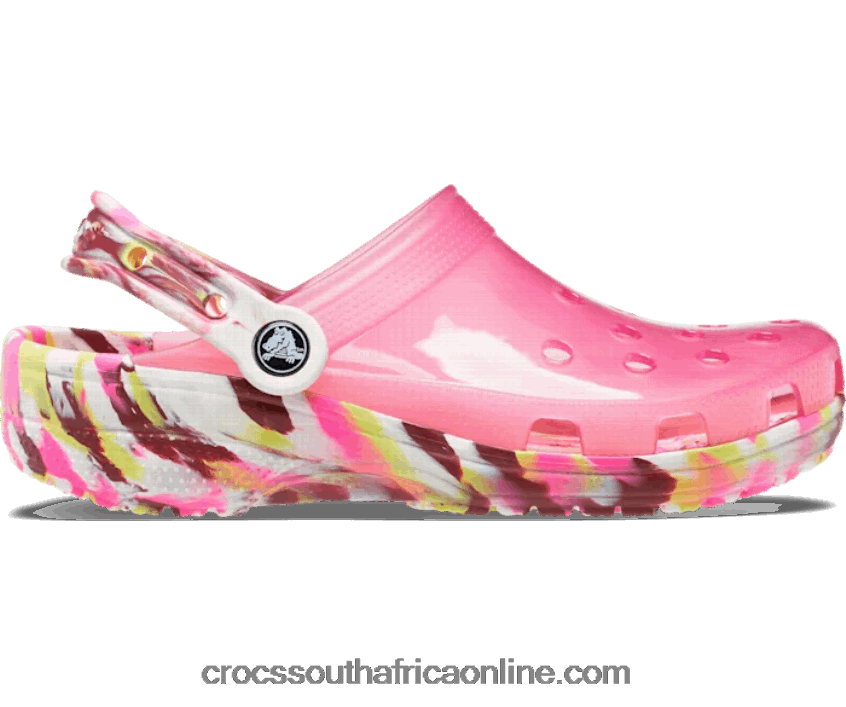 Women Classic Translucent Marbled Clog Fuchsia Fun/Multi Crocs FBL6TX285