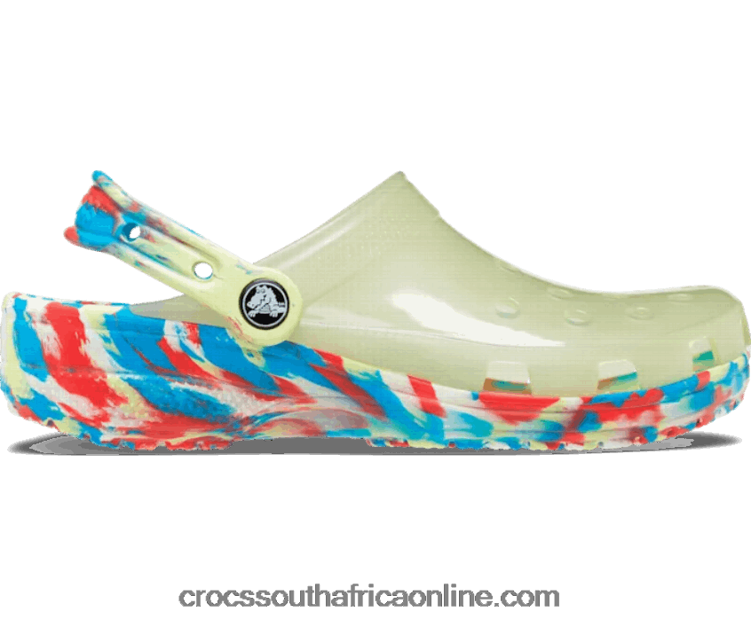 Women Classic Translucent Marbled Clog Sulphur/Multi Crocs FBL6TX286