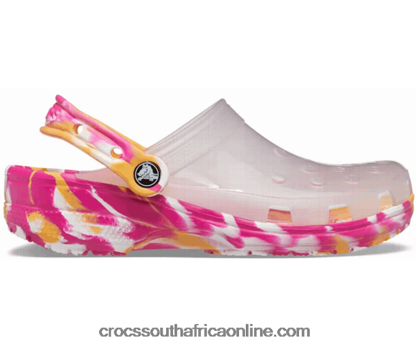 Women Classic Translucent Marbled Clog White/Multi Crocs FBL6TX284