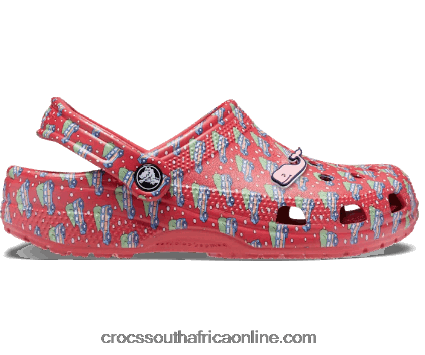 Women Classic Vineyard Vines Clog White/Red Crocs FBL6TX161