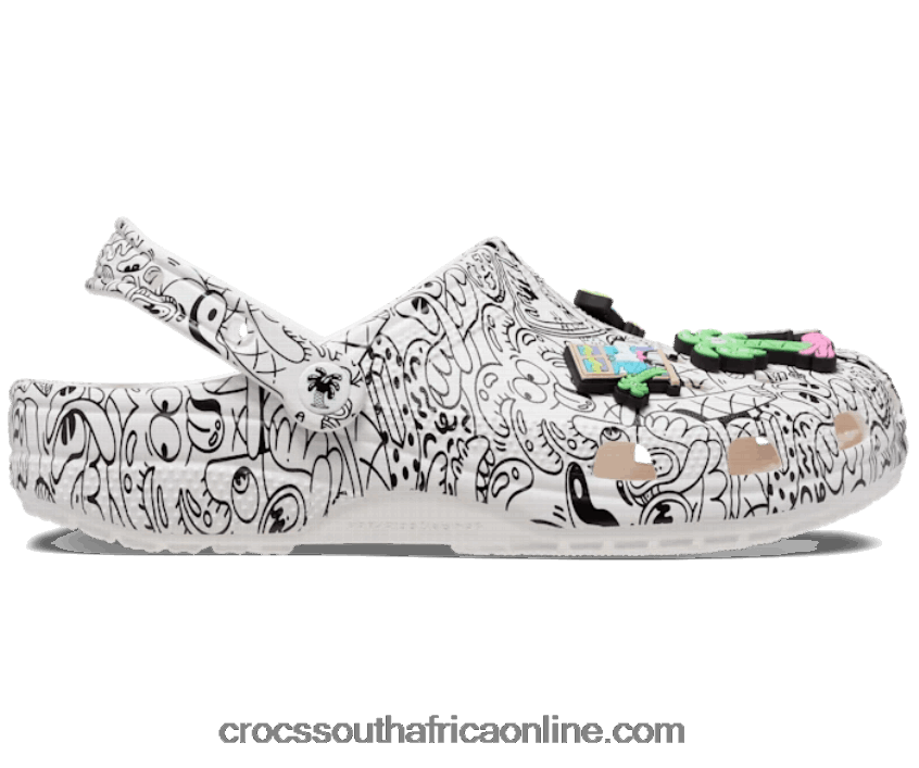 Women Steven Harrington Classic Clogs White/Black Crocs FBL6TX205