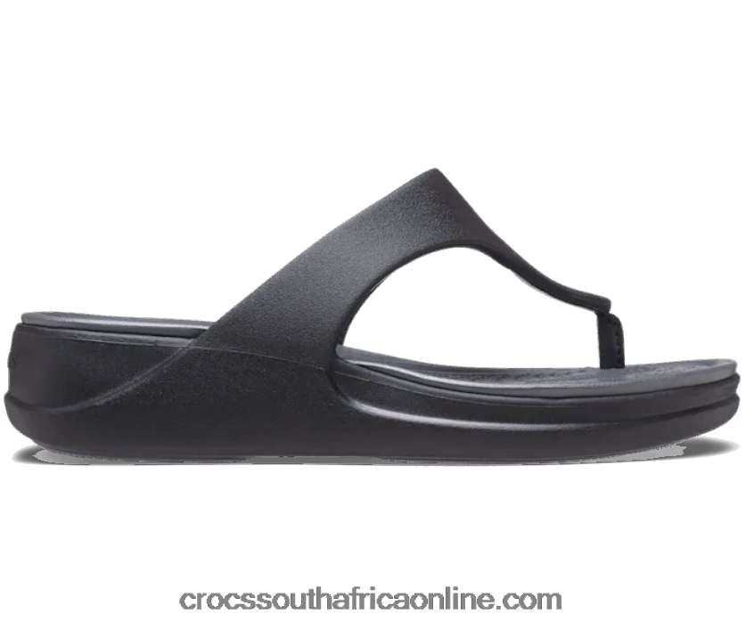 Women Boca Wedge Flip Black Crocs FBL6TX425