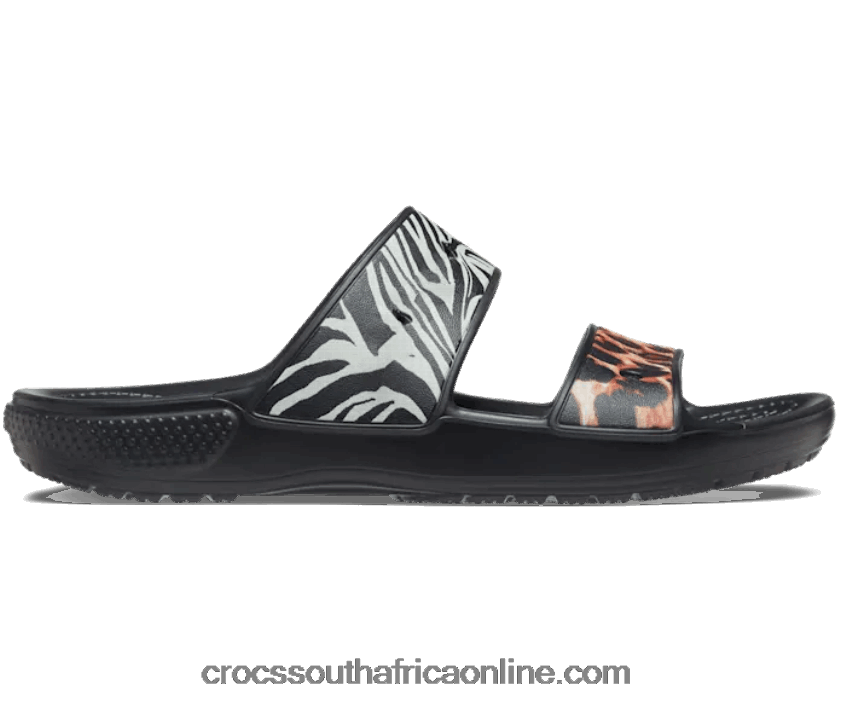 Women Classic Animal Remix Sandal Black/Multi Crocs FBL6TX535