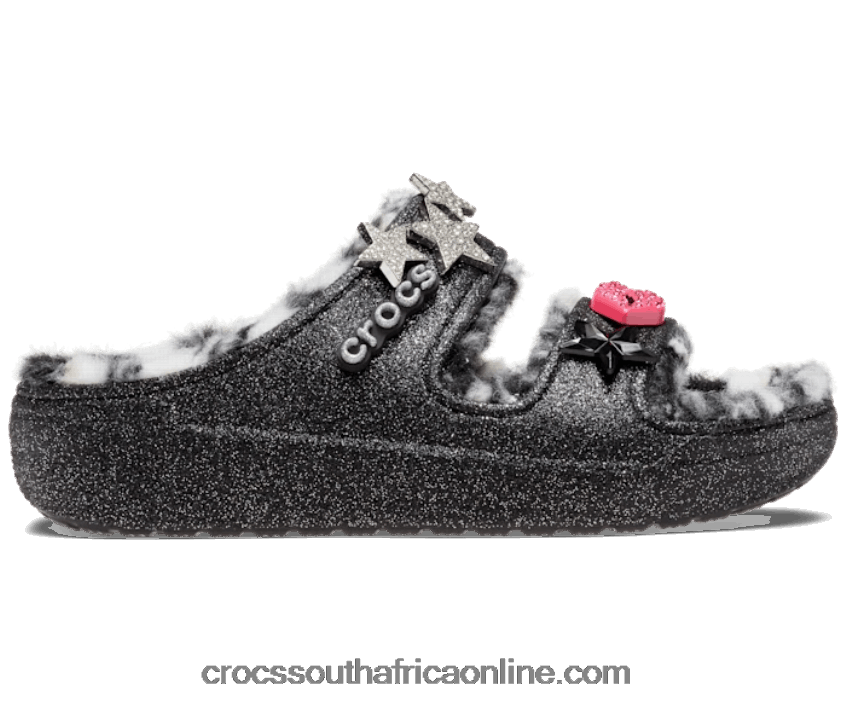 Women Classic Cozzzy Disco Sandal Black/Multi Crocs FBL6TX477