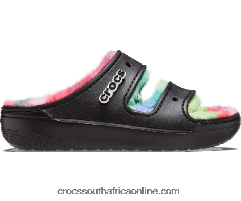 Women Classic Cozzzy Spray Dye Sandal Black/Multi Crocs FBL6TX467