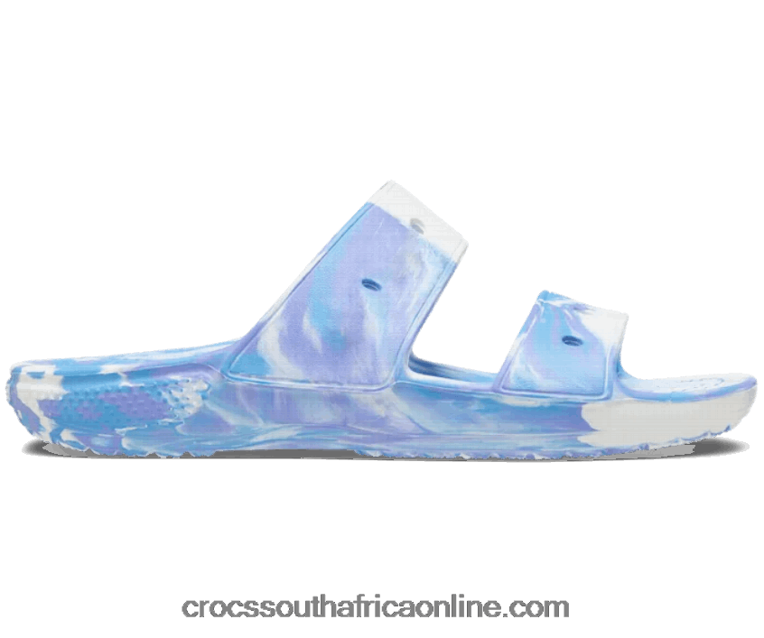 Women Classic Marbled Sandal White/Oxygen Crocs FBL6TX533