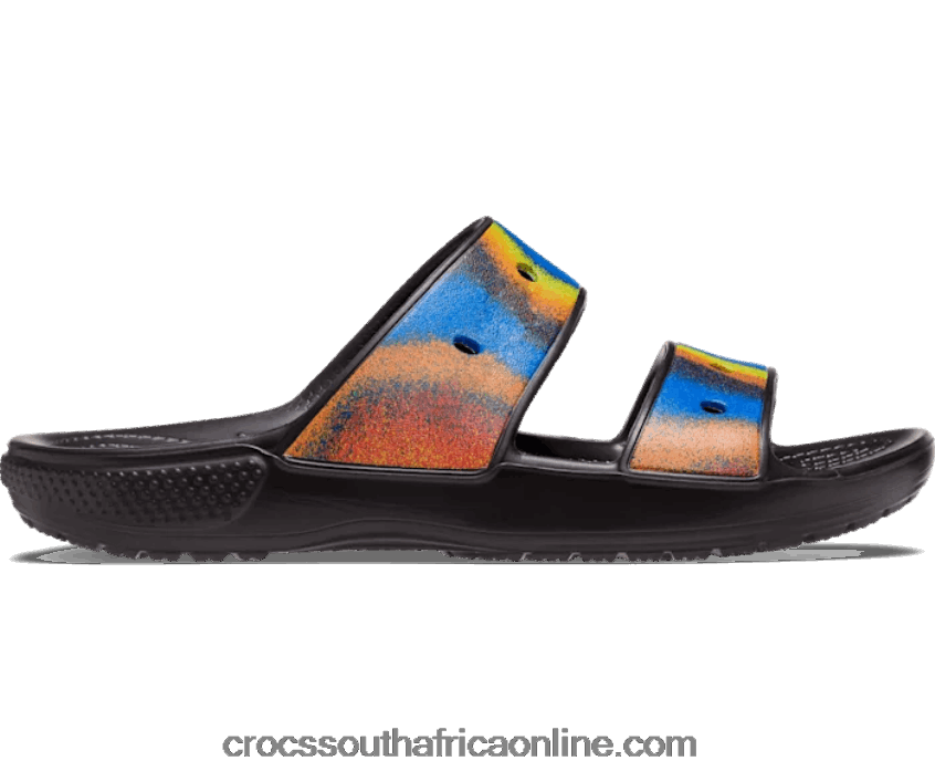 Women Classic Spray Dye Sandal Black/Multi Crocs FBL6TX464