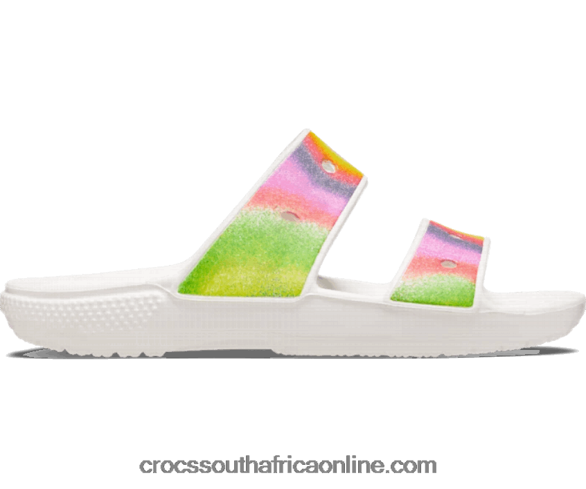 Women Classic Spray Dye Sandal White/Multi Crocs FBL6TX465