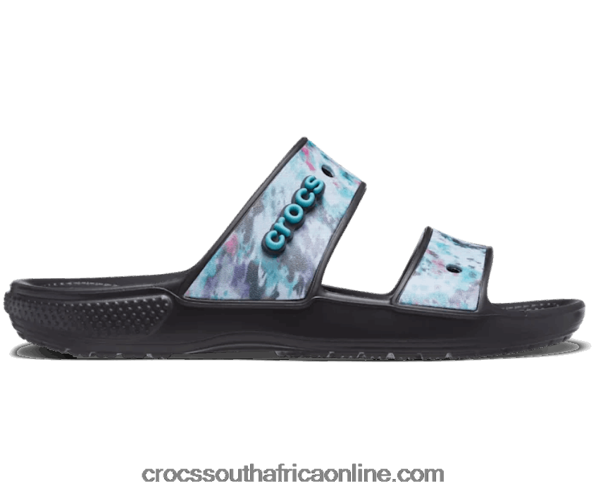 Women Classic Tie-Dye Graphic Sandal Multi/Black Crocs FBL6TX497