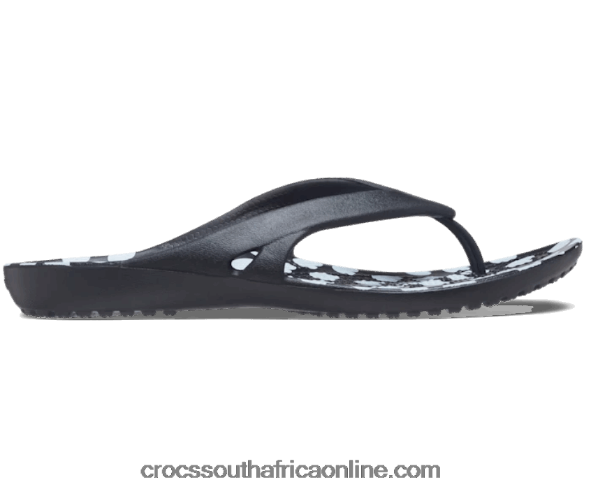 Women Kadee Ii Heart Print Flip Black/White Crocs FBL6TX439