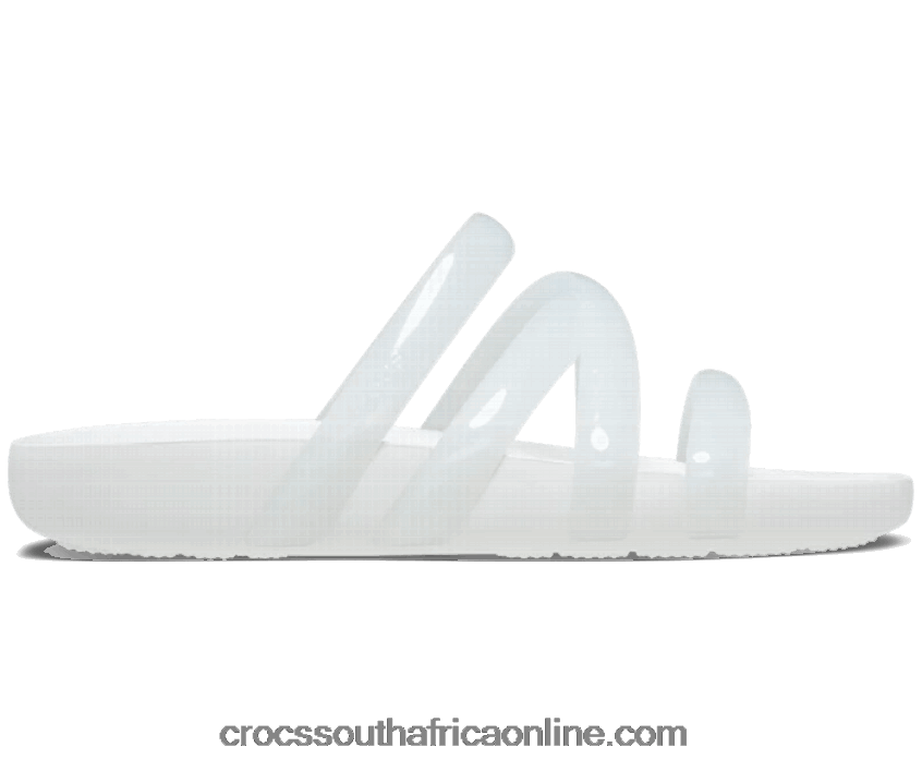 Women Splash Glossy Strappy Sandal White Crocs FBL6TX381