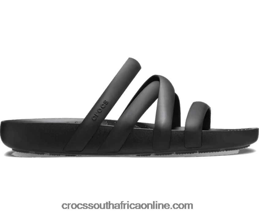 Women Splash Strappy Sandal Black Crocs FBL6TX397