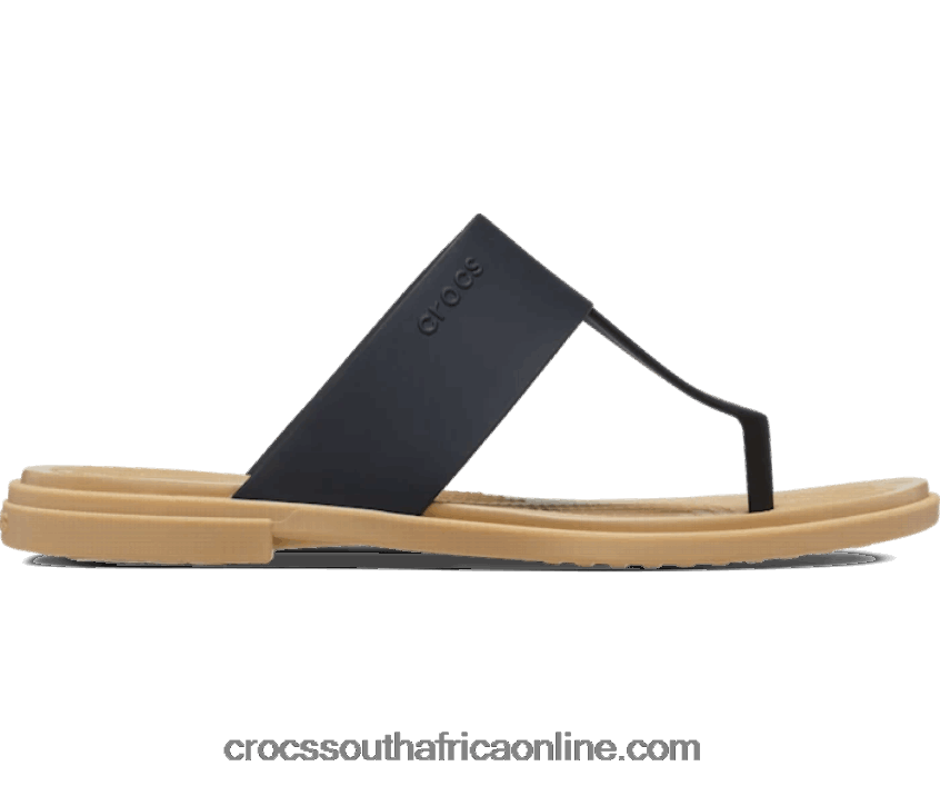 Women Tulum Flip Black/Tan Crocs FBL6TX440