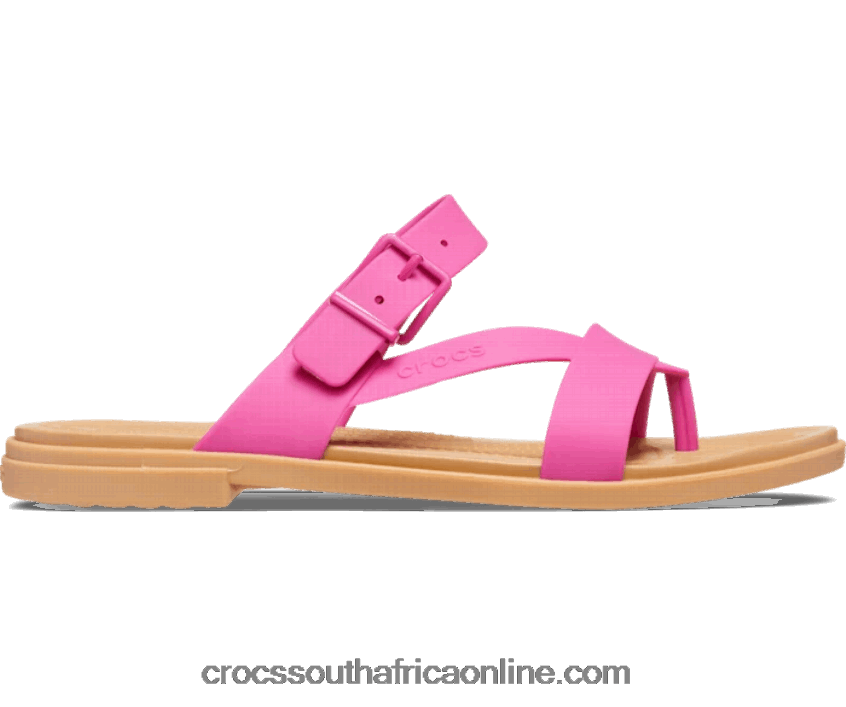 Women Tulum Toe Post Sandal Fuchsia Fun/Tan Crocs FBL6TX527