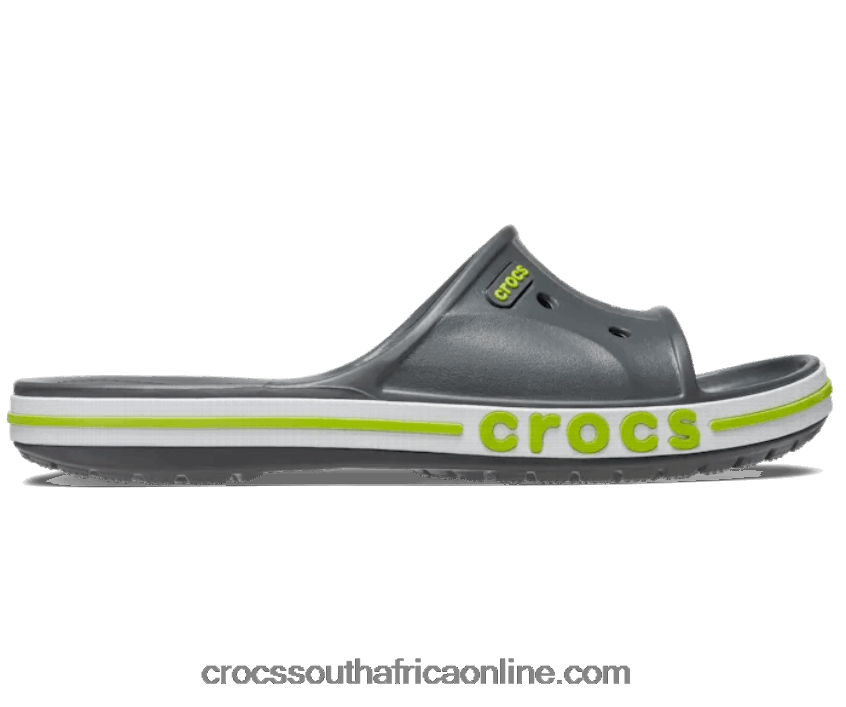 Women Bayaband Slide Slate Grey/Lime Punch Crocs FBL6TX547