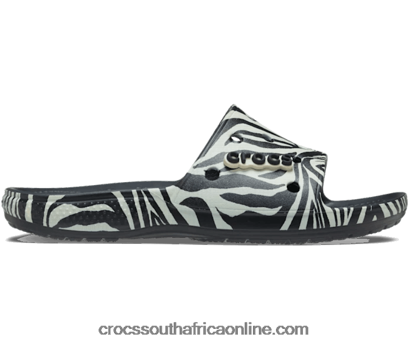 Women Classic Animal Remix Slide Black/Zebra Print Crocs FBL6TX523