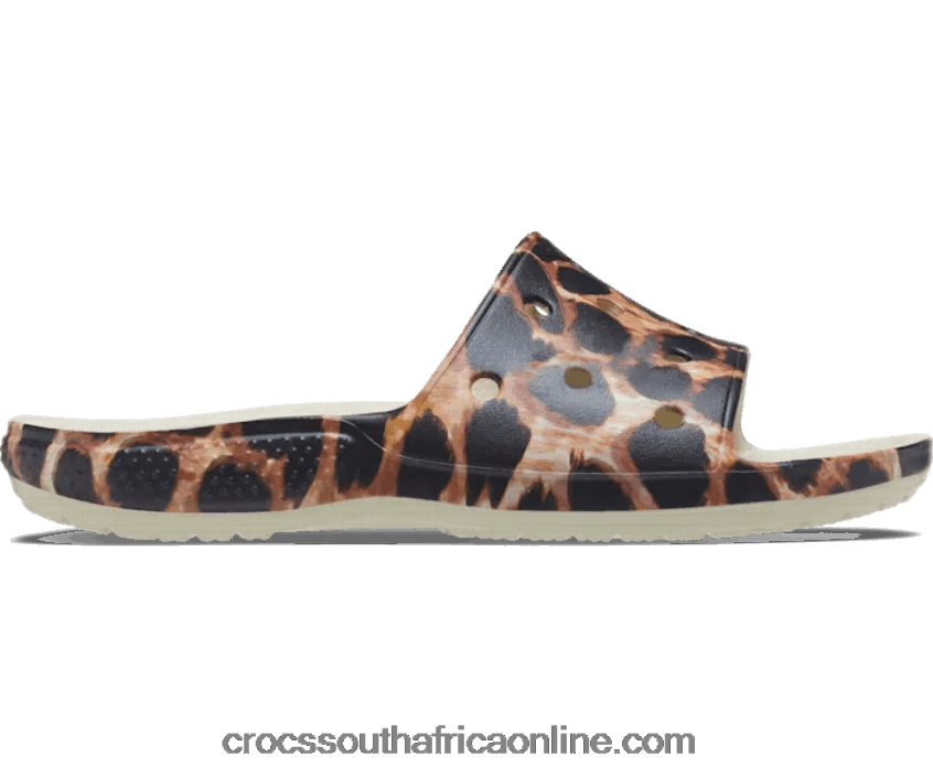 Women Classic Animal Remix Slide Bone/Leopard Crocs FBL6TX524