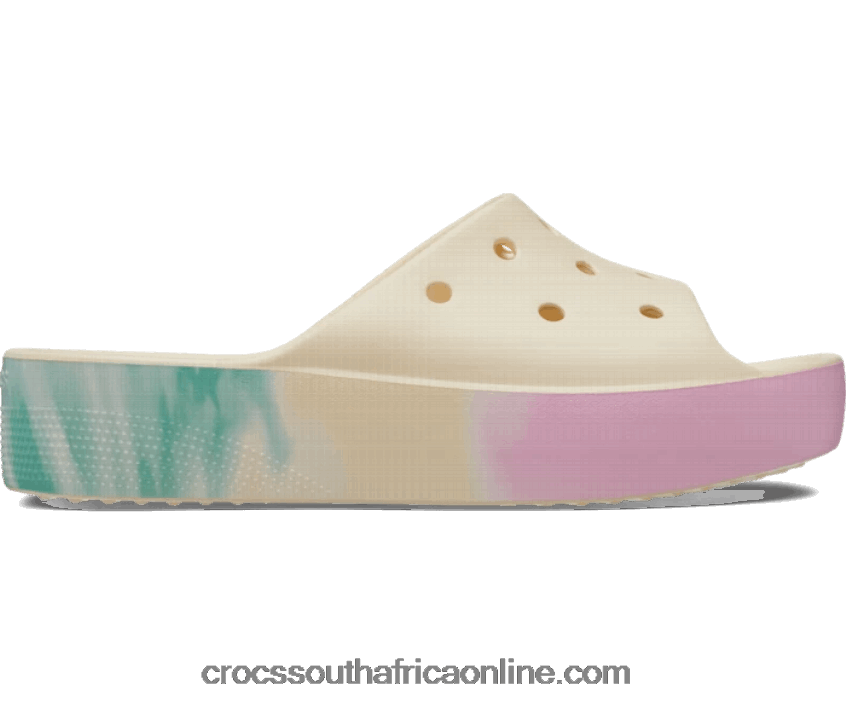 Women Classic Platform Ombre Slide Vanilla/Multi Crocs FBL6TX431