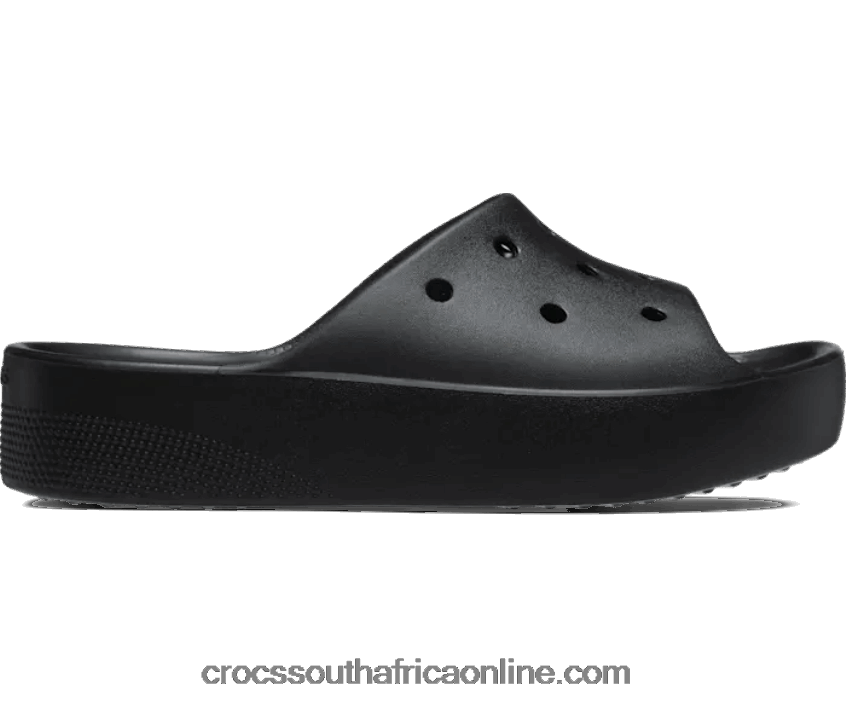 Women Classic Platform Slide Black Crocs FBL6TX373